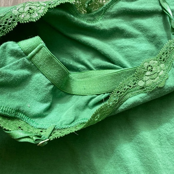 Vintage y2k American Eagle Green Sparkly Lace Trim Camisole Fairycore - Picture 2 of 9